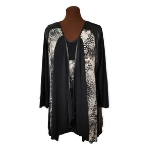 Kate Mallory 2pc Matching Black and Animal Print Set Woman Size XL